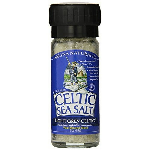 Celtic Sea Salt, Light Grey Grinder, 3 oz White