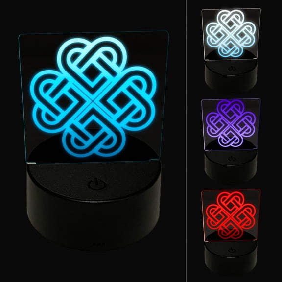 Celtic Shamrock Knot Outline LED Night Light Sign 3D Illusion Desk Nightstand Lamp