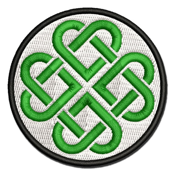 Celtic Shamrock Knot Silhouette Applique Multi-Color Embroidered Hook & Loop Patch - 3 Inch Medium