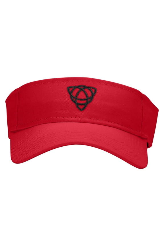 Celtic Shape Knot Embroidered Cotton Twill Sun Visor - Red OSFM