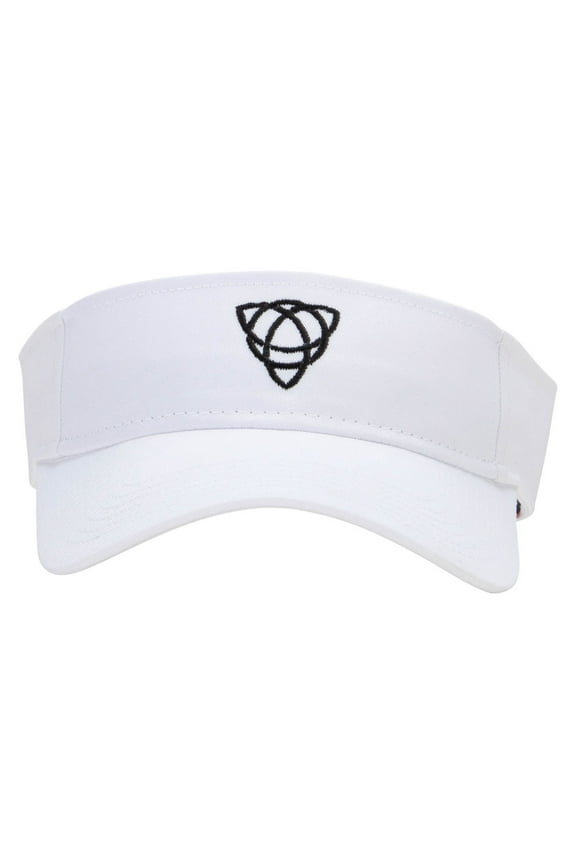 Celtic Shape Knot Embroidered Cotton Twill Sun Visor - White OSFM