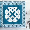 thumbnail image 1 of Celtic Shower Curtain, Everlasting Knot Motif Representing Four Elements Earth Fire Water and Air, Fabric Bathroom Set with Hooks, 69W X 75L Inches Long, Petrol Blue White, by Ambesonne, 1 of 3