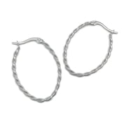 Celtic Silver Twisted Metal Oval Shaped Hoop Earrings for Women Stainless Steel Click Top