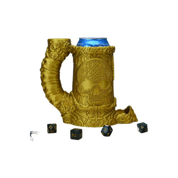 Celtic Skull Dice Tower with Can Cozy & Storage - Dungeons and Dragons Dice Tower - Tabletop RPG Dice Organizer - Dragon Dice Tower for Beer (