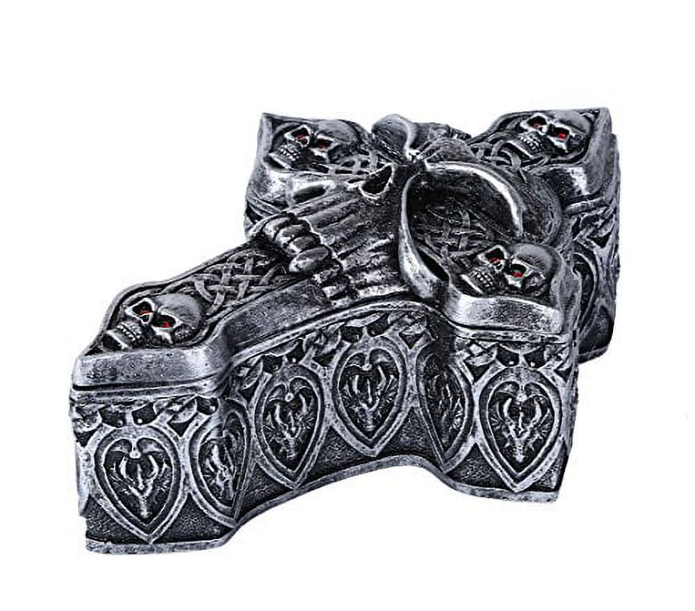 Celtic Skull Ossuary Style Cross Shape Coffin Lidded Trinket Box