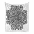 thumbnail image 1 of Celtic Soft Flannel Fleece Blanket, Mediaeval Celtic Rotary Heraldic Design with Squared Shape in the Centre Retro Art, Cozy Plush for Indoor and Outdoor Use, 70" x 90", Black White, by Ambesonne, 1 of 6