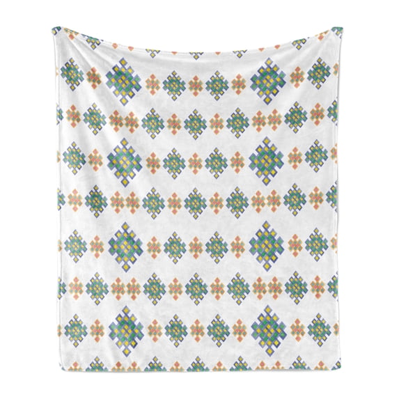 Celtic Soft Flannel Fleece Blanket, Pastel Colored Unique Geometric Hexagon Celtic Motifs on White Background Irish Art, Cozy Plush for Indoor and Outdoor Use, 50" x 70", Multicolor, by Ambesonne