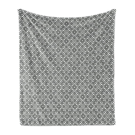 Celtic Soft Flannel Fleece Throw Blanket, Illustration of Celtic Interlaced Pattern Traditional Everlasting Knot Motif, Cozy Plush for Indoor and Outdoor Use, 50" x 70", Black and White, by Ambesonne