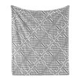 thumbnail image 1 of Celtic Soft Flannel Fleece Throw Blanket, Medieval Irish Striped Binding Square Shaped Patterns Old-Fashion Dated Print, Cozy Plush for Indoor and Outdoor Use, 60" x 80", Black White, by Ambesonne, 1 of 5
