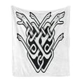 thumbnail image 1 of Celtic Soft Flannel Fleece Throw Blanket, Old Russian and Byzantine with Interlaced Curvy Lines and Dogs Heads Paws, Cozy Plush for Indoor and Outdoor Use, 50" x 60", Black and White, by Ambesonne, 1 of 5