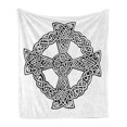 thumbnail image 1 of Celtic Soft Flannel Fleece Throw Blanket, Celtic Traditional Culture in Abstract Braided Knots Design, Cozy Plush for Indoor and Outdoor Use, 60" x 80", White and Black, by Ambesonne, 1 of 5