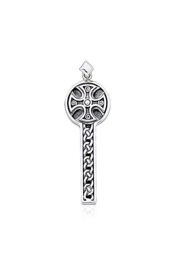 Celtic Spiral Medieval Cross 925 Sterling Silver Pendant Fine Religious Jewelry