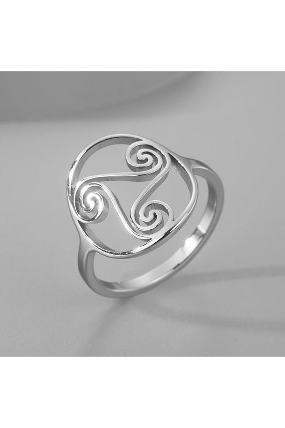 Celtic Stainless Steel Ring Triskele Unique Charm Jewelry Ladies Party Birthday Accessories