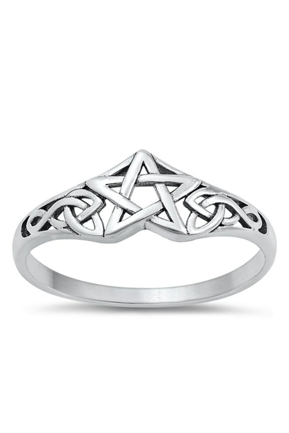 Celtic Star Pentagram Ring .925 Sterling Silver Band Jewelry Female Male Unisex Size 10