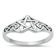Celtic Star Pentagram Ring .925 Sterling Silver Band Jewelry Female Male Unisex Size 4