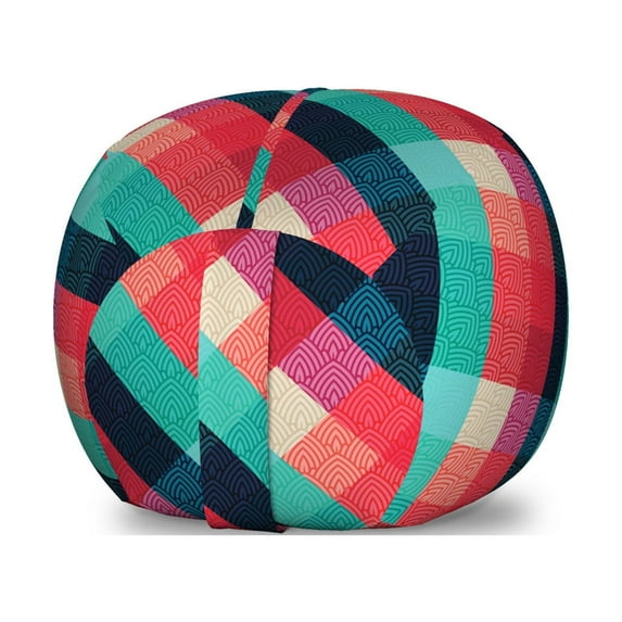 Celtic Storage Toy Bag Chair, Vivid Colored Digital Mage Celtic Forms Geometric Elements Irish Print, Stuffed Animal Organizer Washable Bag, Large Size, Multicolor, by Ambesonne
