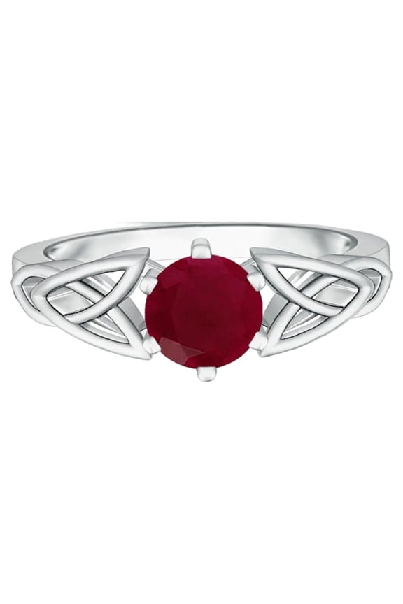 Celtic Style 925 Sterling Silver 0.55 Ctw Ruby Gemstone Women Stacking Ring