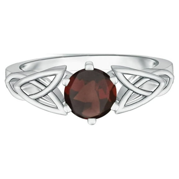Celtic Style 925 Sterling Silver Round 0.55 Ctw Garnet Gemstone Women Stacking Ring