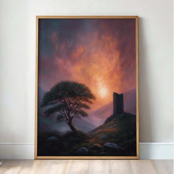 Celtic Sunset Castle Landscape Poster Unframed Paper Print
