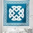 thumbnail image 1 of Celtic Tapestry, Everlasting Knot Motif Representing 4 Elements Earth Water and Air, Fabric Wall Hanging Decor for Bedroom Living Room Dorm, 5 Sizes, Petrol Blue White, by Ambesonne, 1 of 1