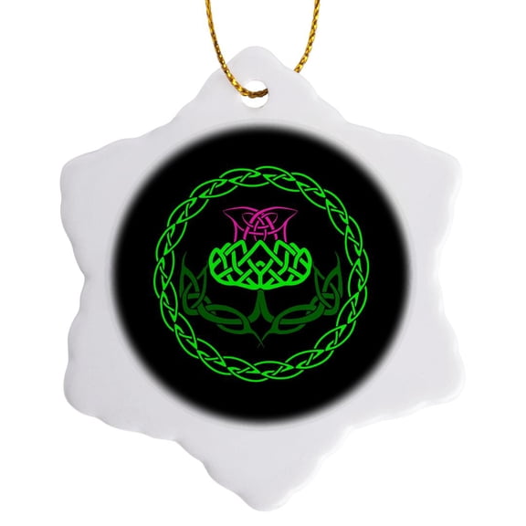 3drose, Celtic Thistle to Show Your Love of Scotland and Scottish Heritage., 3 inch Snowflake Porcelain Ornament