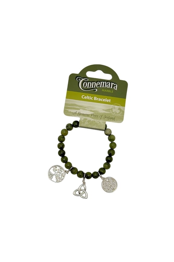 Connemara Marble Three Charm Celtic Bracelet