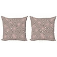 thumbnail image 1 of Ambesonne Geometric Throw Pillow Cover 2 Pack, Celtic Baroque Boho, 24", Brown Beige, 1 of 2