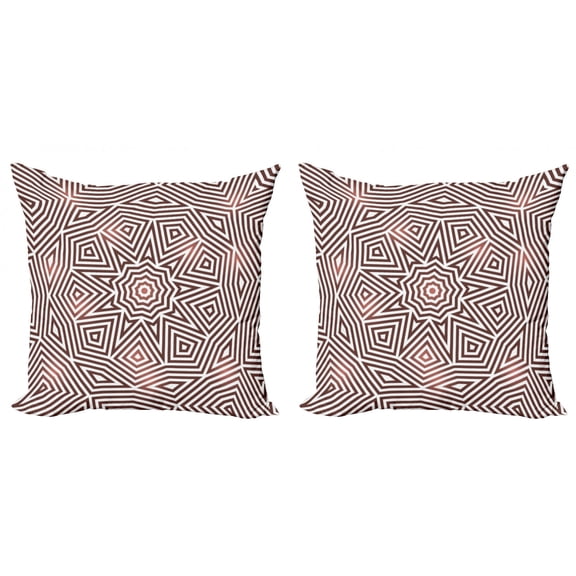 Ambesonne Geometric Throw Pillow Cover 2 Pack, Celtic Baroque Boho, 20", Brown Beige