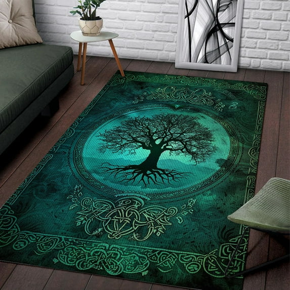 Celtic Tree of Life Rectangle Area Rug – Indoor/Outdoor – for Living Room, Bedroom, Hallway – Modern Home Decor Carpet – Non-Slip Backing – Machine Washable