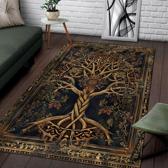 Celtic Tree of Life Rug Carpet Viking Tree of Life Area Rug Celtic Bathroom Decorative Area Rug Machine Washable For Living Room Decor Kitchen Bed Room Rugs Area Rugs