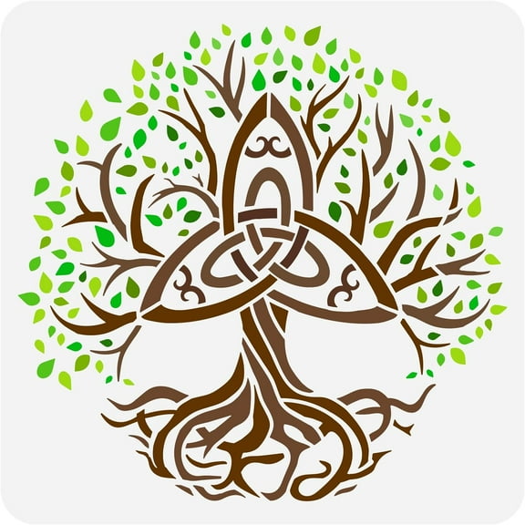 Celtic Tree of Life Stencil 11.8x11.8inch Reusable Life Tree Painting Template DIY Art Plants Tree Decoration Stencil for Painting on Wood, Wall and Furniture