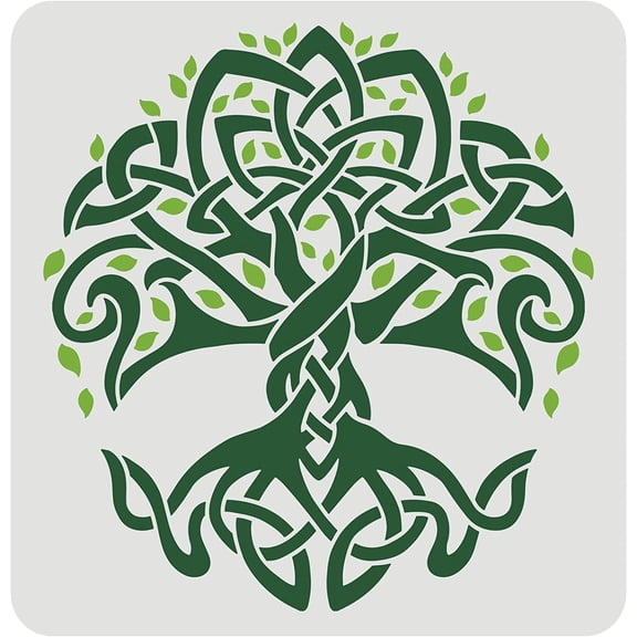 Celtic Tree of Life Stencil 11.8x11.8inch Traditional Irish Tree Design Stencils Template Washable Reusable Mylar DIY Art Craft Painting Chalk Signs for Painting Craft Window Wall diy