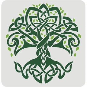 Celtic Tree of Life Stencil 11.8x11.8inch Traditional Irish Tree Design Stencils Template Washable Reusable Mylar DIY Art Craft Painting Chalk Signs for Painting Craft Window Wall diy