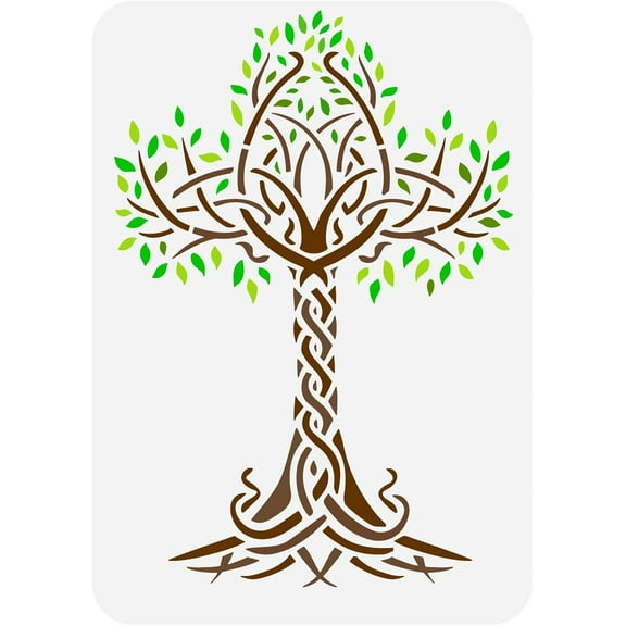Celtic Tree of Life Stencil 8.3x11.7inch Reusable Life Tree Cross Painting Template DIY Art Plants Tree Decoration Stencil for Painting on Wood Wall and Furniture