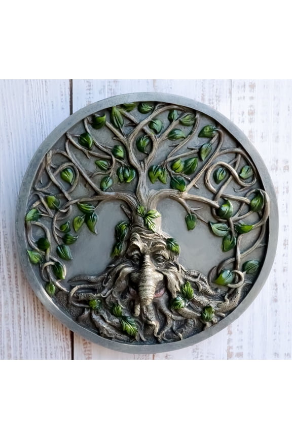 Celtic Tree Man Greenman Tree Of Life Round Wall Decor Plaque Medallion Figurine