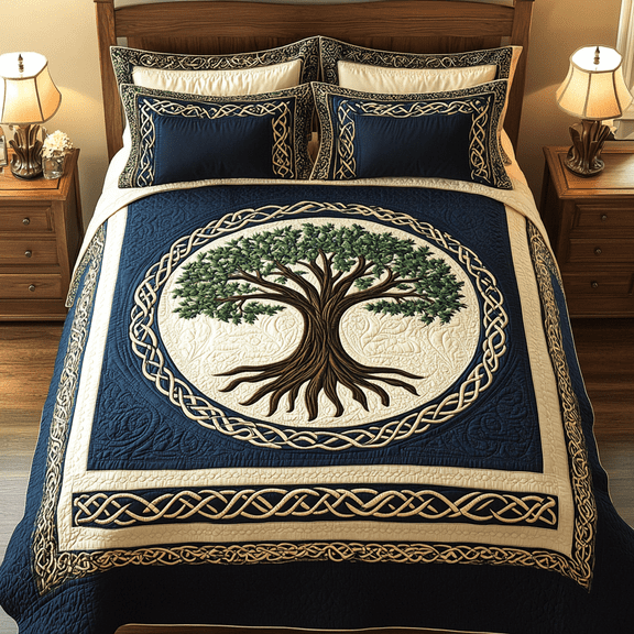 Celtic Tree Of Life 3-Piece Quilted Bedding Set