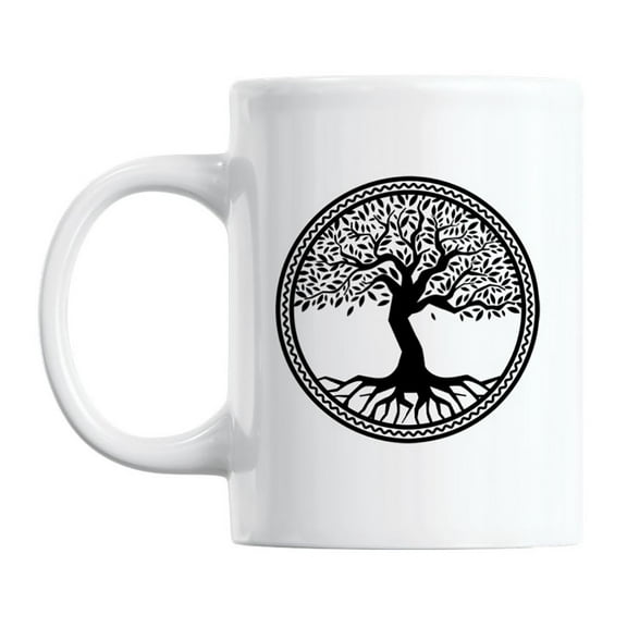 Celtic Tree of Life Coffee & Tea Mug Cup, 11oz, White Ceramic