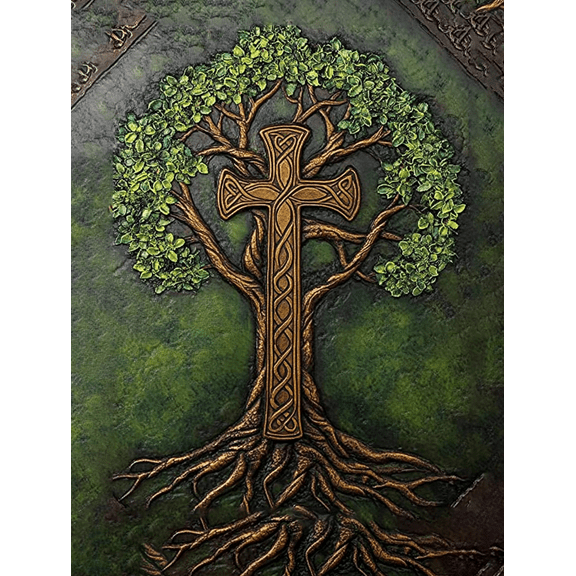 Celtic Tree of Life Cross Canvas Wall Art Perfect for Living Room Bedroom Office Hallway and Meditation Room Decoration.