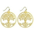 thumbnail image 1 of Celtic Tree of Life Earrings Womens Gold PVD Plate Stainless Steel Viking Yggdrasil Dangles Fantasy Forge Jewelry, 1 of 2