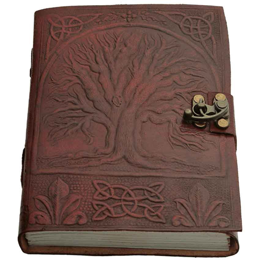 SZCO Supplies Tree of Life Journal with Lock – 5” x 7” Leather Cover, Embossed Design