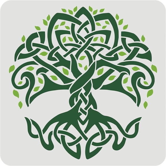 Celtic Tree of Life Stencil 11.8x11.8inch Traditional Irish Tree Design Stencils Template Washable Reusable Mylar DIY Art Craft Painting Chalk Signs