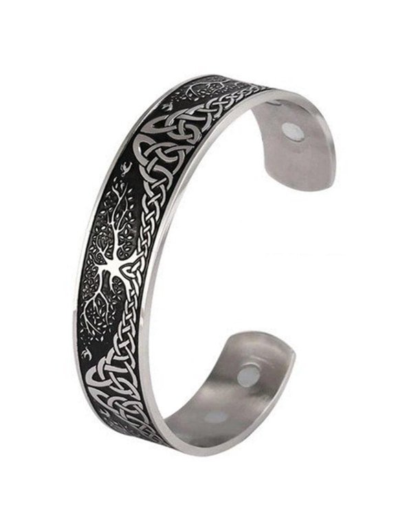 Celtic Tree of Life Yggdrasil Cuff Bracelet Stainless Steel