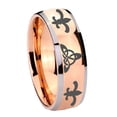 thumbnail image 1 of Celtic Triangle Fleur De Lis 8MM Dome Rose Gold Two Tone Tungsten Men Ring, 1 of 2