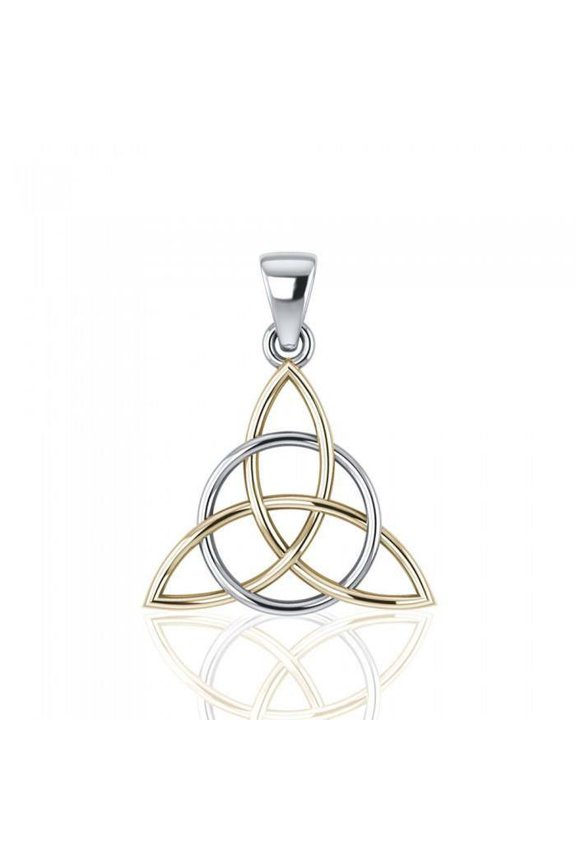 Celtic Trinity 925 Sterling Silver Pendant Two Tone Fine Jewelry Gold Accent