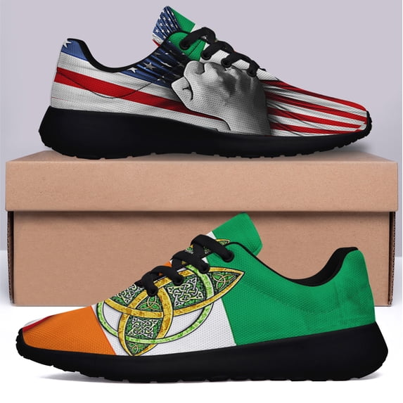 Celtic Trinity Irish American flag Shoes Sneakers Black Size 5