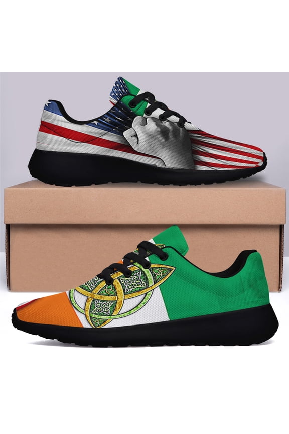 Celtic Trinity Irish American flag Shoes Sneakers Black Size 9