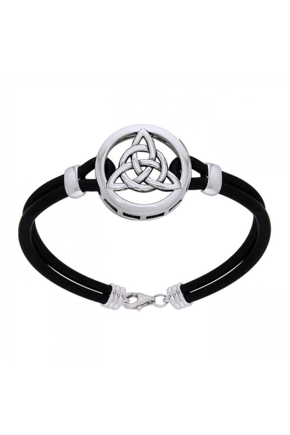 Celtic Trinity Knot Bracelet 925 Sterling Silver Leather Cord Ancestry Jewelry