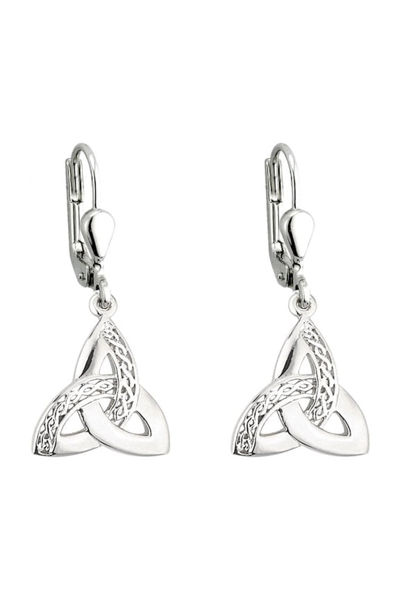 Celtic Trinity Knot Earrings Silver Drops Irish Made