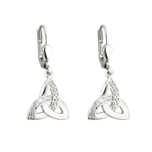Celtic Trinity Knot Earrings Silver Drops Irish Made