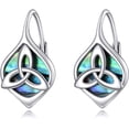 thumbnail image 1 of Celtic Trinity Knot Earrings for Women 925 Sterling Silver Celtic Triquetra Knot Leverback Abalone Shell Irish Jewelry, 1 of 6